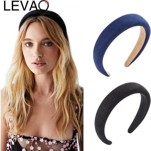 LEVAO Solid Sponge Padded Hairbands Elegant Velvet Head Hoop Simple Bezel Turban Headbands Headwear Women Girls Hair Accessories