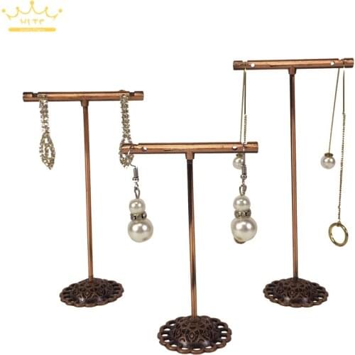 T Bar Earring Stand Showcase Holder Stand 3Pcs/Set Earring Jewelry Display Rack Metal Earring Stud Necklace Organizer Ornament