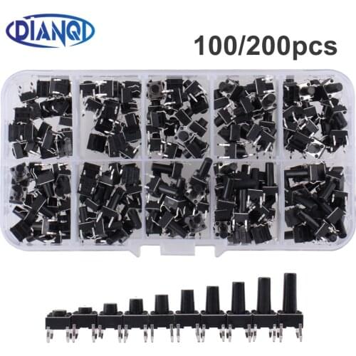 10 models 6*6 Tact Switch Tactile Push Button Switch Kit Height: 4.3 5~13MM DIP 4P micro switch 6x6 Key switch For Arduino