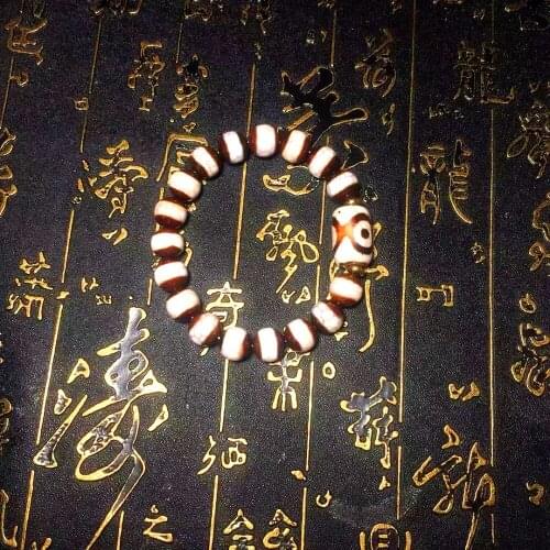 Tibet Agate Dzi Bead Pharmacist 10mm Beads 3 Eye Lucky Bracelet Men and women jewelry Free Shipping