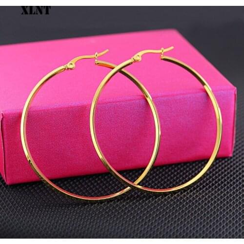 XLNT Golden Silver Color Hoop Earrings Simple Round Hollow Fashion Personalized Ear Jewelry Gift For Wedding Party Kupe