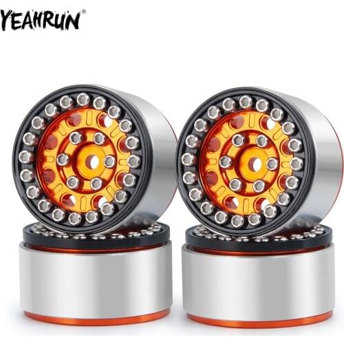 YEAHRUN 4Pcs Aluminum Alloy Beadlock Wheel Rim Hub For 1/24 Axial SCX24 90081 AXI00001 AXI00002 RC Crawler Car Parts