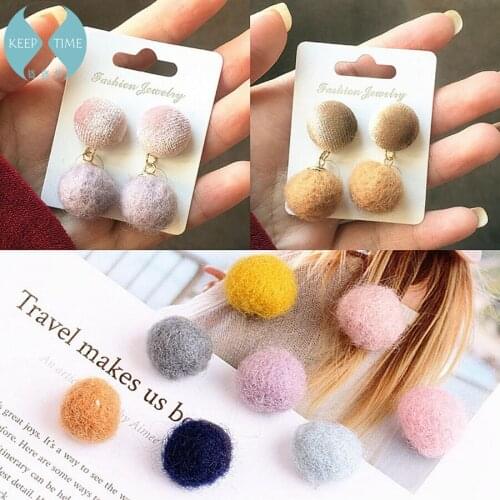 DIY handmade jewelry accessories wool circle earrings autumn hair ball pendant material