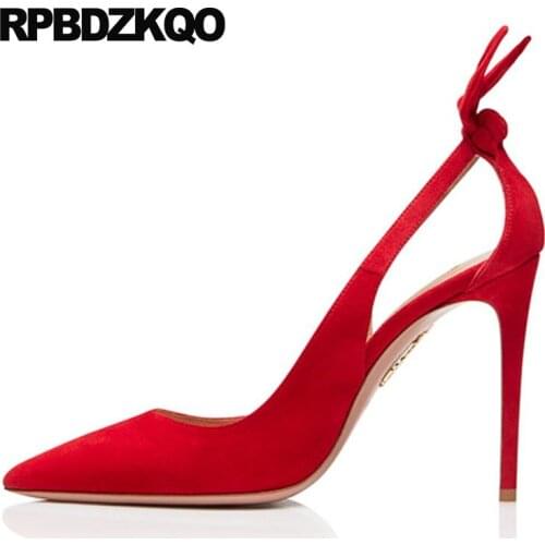 Ladies Ultra Pumps Red Stiletto Extreme Scarpin Pointed Toe Modern Sexy Shoes Suede Exotic Dancer High Heels Super Plus Size