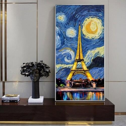 Starry Night full drill diamond painting square paris tower 5d diy diamond embroidery mosaic paintings by numbers stickyZP-323
