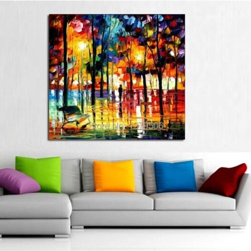 100%Handpainted Abstract Bright Night Knife Thick Oil Painting On Canvas Wall Picture For Home Decor As Best Gift