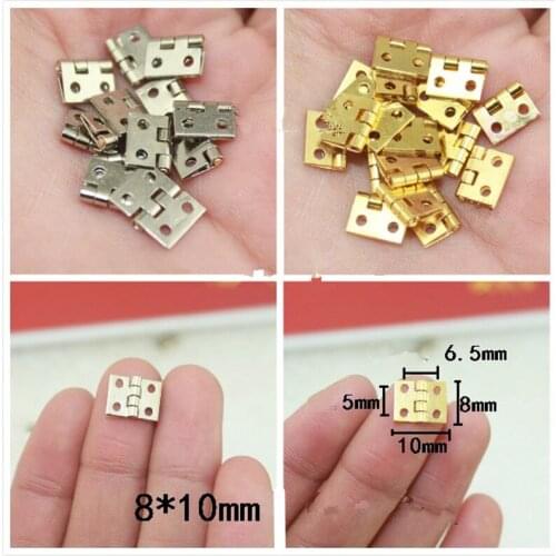 100Pcs 8*10mm Brass Cabinet Door Luggage Mini Hinge 4 Holes Decor Furniture Decoration Antique Vintage Old Style