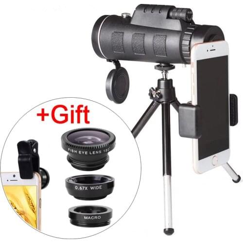 Mobile Phone Camera Lens 40x Telescope Telephoto 40X60 Lenses + 3in1 Fisheye Wide Angle Macro Lentes for Samsung