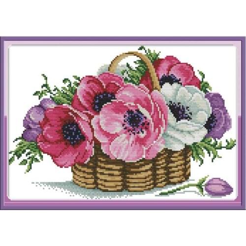 11/14/18/16/22/25/28ct A basket of flowers counted printed on the canvas kit Cross Stitch embroidery needlework Sets home decor