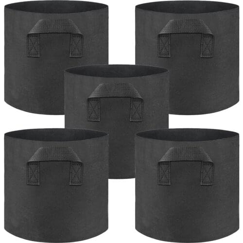 5Pcs 10/15/20/25 Gallon Grow Bags Felt Grow Bag Gardening Fabric Grow Pot Vegetable Growing Planter Garden Flower Planting Pots