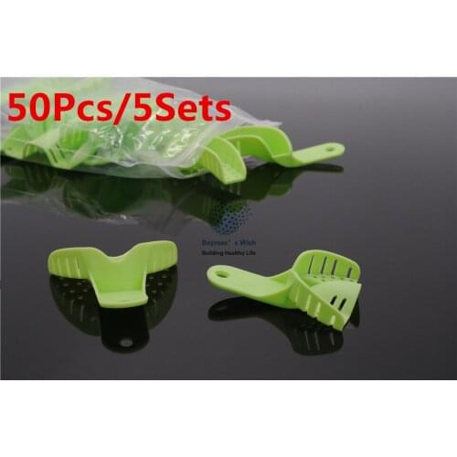 50Pcs Impression Trays Autoclavable Plastic Green Central Supply Dentist Lab