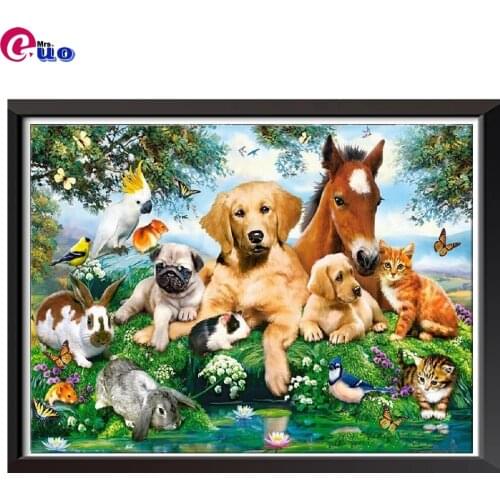 5D Diy Diamond Embroidery Animal Horse Dog Cat Parrot Birds Diamond Painting Full Square Round Rhinestones Diamond Mosaic Puzzle