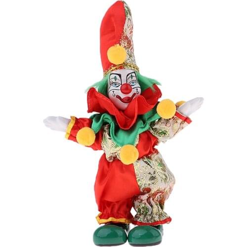 6inch Vintage Clown Man in Colorful Clothes Set Figure Standing Doll Home Decor #2