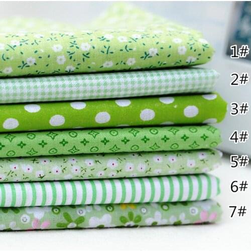 7pcs Green 25X25cm 100% Cotton Quilting Fabric for DIY Sewing Patchwork Kids Bedding Doll Bags Cloth Textiles Fabric BL004