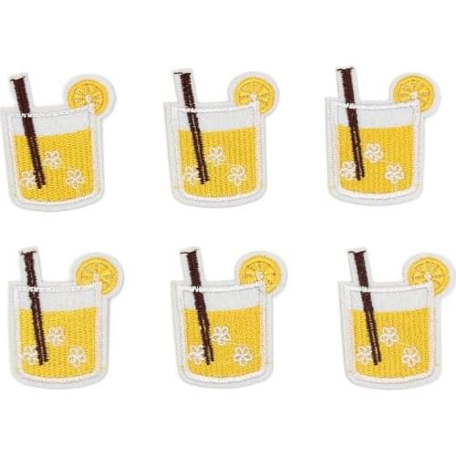10pcs/lot Diy Lemon Drinks Appliques Iron On Clothes Jeans Backpack Repair Patches Handmade Sewing Apparel Badge Coats Stickers