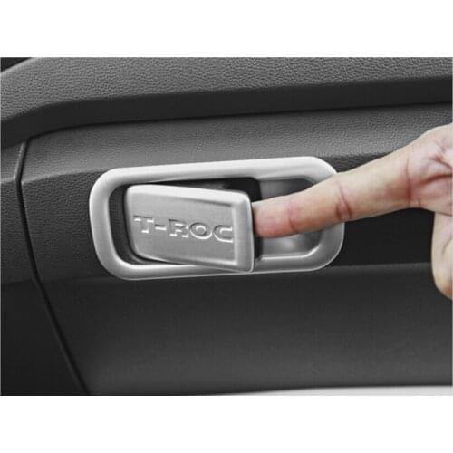 Carbon fiber Car Glove Box Copilot Storage Switch Handle Sequins Stickers Trim Cover For Volkswagen VW T-ROC 2017 2018 Accessory