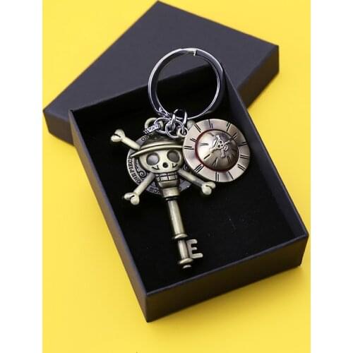 One Piece Keychains with box Sunny Luffy Metal Key Chain Ring Pendant Anime Keychain Key Holder Charm Jewelry