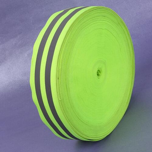 100 Meter,5*1cm width,Double strip Fluorescent Reflective Fabric Ribbon Webbing Reflection Strip Edging Braid Sewing accessories