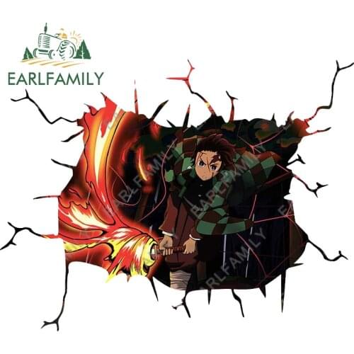 EARLFAMILY 13cm x 10cm for Demon Slayer Anime Car Stickers Funny Vinyl Car Accessoires Decal Graffiti Campervan Windows Decor