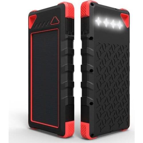 IPX6 Water/Drop/Dust Resistant 16000mah Dual USB 4 LED Light for Phones/Tablets Outdoor Camping Solar Power Bank Battery Charger