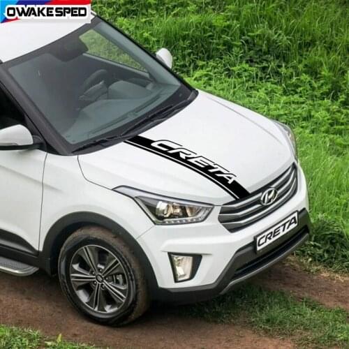 Carbon Fiber Racing Sport Stripes Car Hood Bonnet Stickers For Hyundai CRETA SUV Model Auto Engine Cover Trim Vinyl Decals