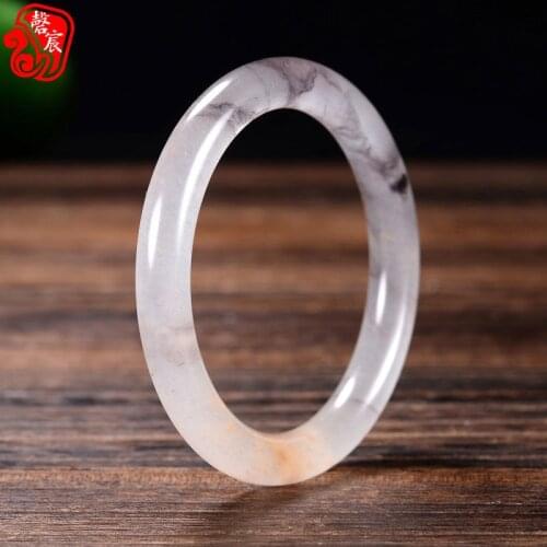 Chinese Golden silk jade Round bar Bracelet 54-62mm Jewellery Fashion Accessories Hand-Carved Woman Luck Amulet Gifts