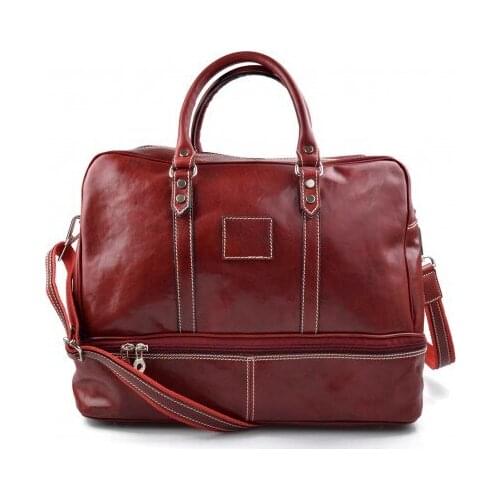 Leather duffle bag genuine leather shoulder bag red mens ladies travel bag gym bag luggage