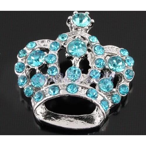 Colorful Rhinestone Queen Crown Pendant Silver Tiara Charms For Jewelry Making Women Necklace Accessories