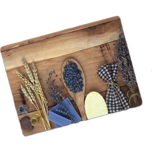 Wood Looking Glass Cutting TahtasıTohum And Wooden Spoon I Patterned Decorative Glass Cutting Board 30cm X 40cm