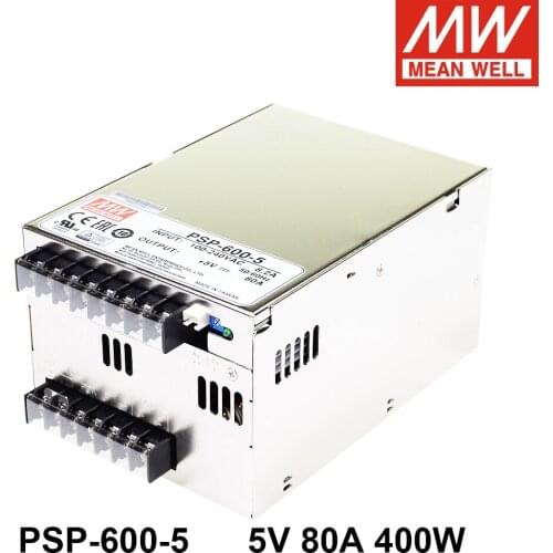 Mean Well PSP-600-5 88-264V AC TO DC 5V 80A 400W Single Output Switching Power Supply with PFC and Parallel Function