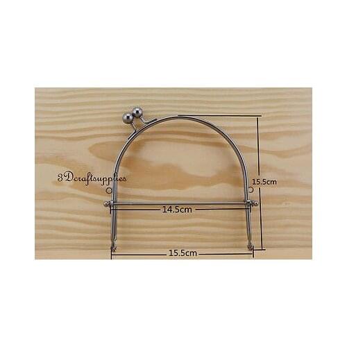 Metal purse frame glue on clasp clip gunmetal 5 3/4 inch X 6 inch Y6