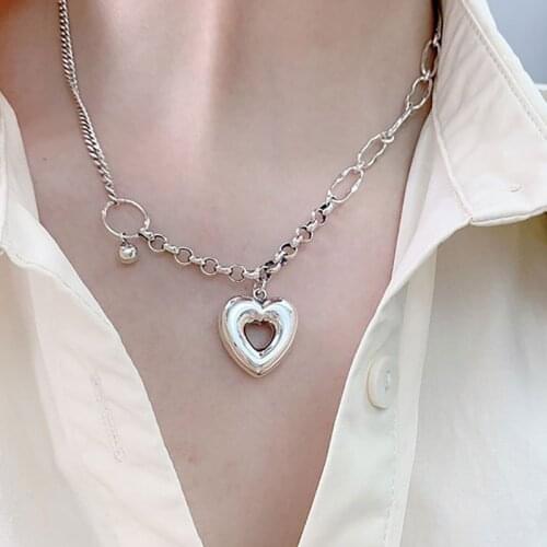 Mewanry 925 Sterling Silver LOVE Heart Clavicle Chain Fine Jewelry INS Fashion Creative Hollow Party Jewelry Gifts for Women