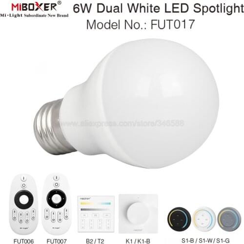 MiBoxer 2.4G 6W E27 CCT Dual White LED Bulb Lamp AC85-265V FUT017 Color Temperature Adjustable Lamp WiFi Compatible