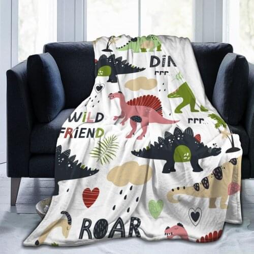 Cute Cartoon Dinosaur Pattern Super Soft Cozy Fleece Blanket For Kid Adult Colorful Summer Winter Family Dropship Family Throws
