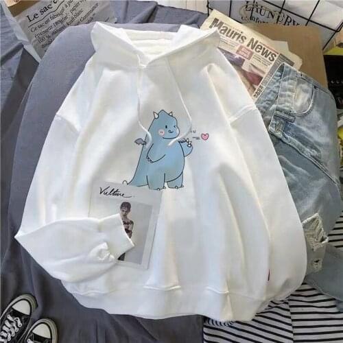 Kawaii Cartoon Print Capuchon Sweater Vrouwen Casual Losse Trui Oversized Streetswear Hoodies Vrouwen Koreaanse Lange Mouwen Kle