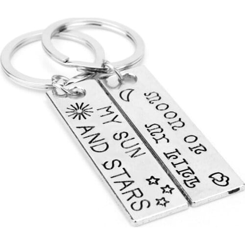 MQCHUN 1 pair "Moon of My Life, My Sun and Stars" Keychain Sun and moon Couple keychain -50