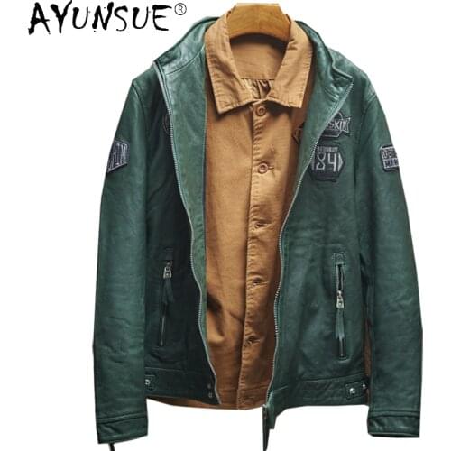 2021 Spring Leather Men Jacket Real Sheepskin Slim Casaul Men Clothing Streetwear Motorcycle Biker Blouson Cuir Homme WPY3665