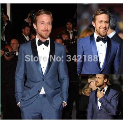Blue Mens Tailored Suit Blazer Trouser Coat Pant Jacket Indo Western Wedding Tuxedo Custom made Jacket+Pants+Tie+Scarveswedding