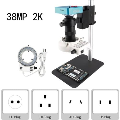 38MP 2K Video Microscope Camera Set For Phone PCB SMD CPU Soldering Watch Repair HDMI USB Industrial Electronic Digital 0-130x