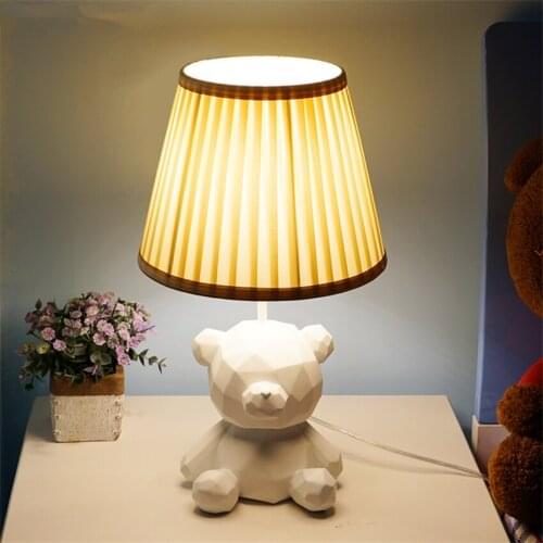 Nordic Cartoon Geometry Bear Table Lamps Bedroom Study Room Table Lights Modern Boy Girl Bedside Childrens Room Deco Lighting