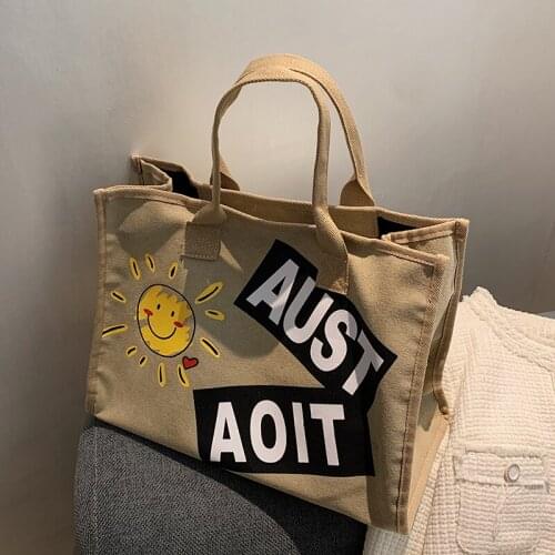 2021 New Autumn And Winter Brand Large Capacity Western Style High-Quality Canvas Fashion Casual Women Shoulder Tote Handbag