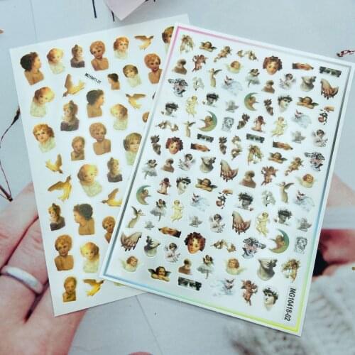 Fashion New Arrival Hot Selling Japanese Style DIY Baby Angels Nail Stickers Light Thin Fingernail Decals Nail Art Manicure Girl