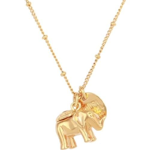 Elephant pendant necklace long sweater chain gold elephant 3D stereo necklace