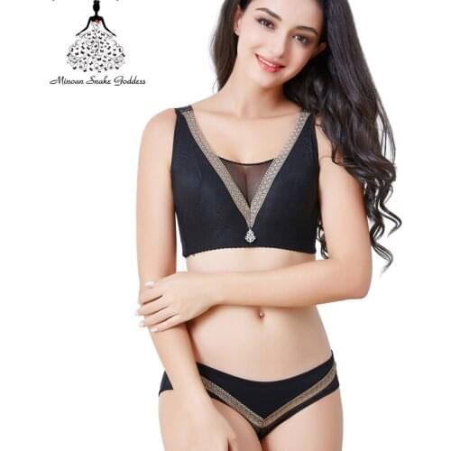 Sexy Lace Plus Size Bra Set Underwear Women Set Lingerie Wire Free Underwear Set For Women Plus Size CD Cup 46 48 50 Itimates