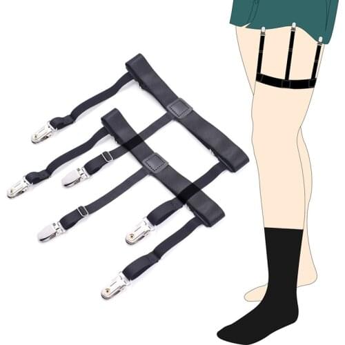 Shirt Garters 1Pair Nylon Garter Men & woman Updated Clips Leg Suspenders Uniform Non-slip holders Resistance Belt Shirt 5colors