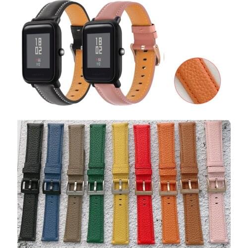 20mm 22mm Genuine Leather Band Strap For Huami Amazfit Bip 1S U S Lite Neo Smart Watch wristband for GTS 2 Mini GTR 42mm strap