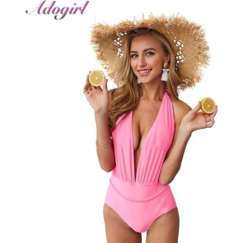 Sexy summer Swimsuit Women Swimwear One Piece Bodysuit Push Up Monokini Halter Cross Bathing Suit Swim Suist Wear Female Bikini