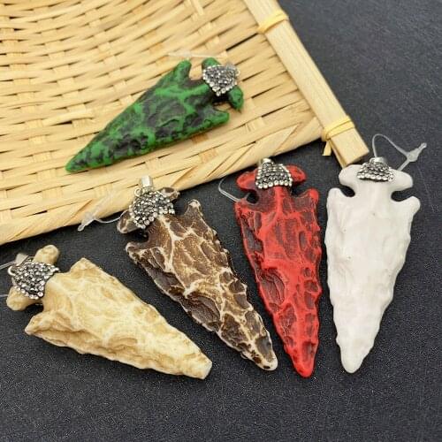 1 Piece of Natural Stone Pendant Resin Ox Bone Tapered Diamond Jewelry Colorful Vintage Exquisite Necklace Earrings Pendant