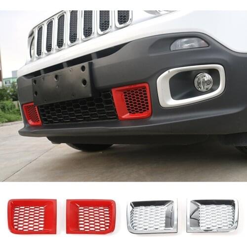 SHINEKA Newest Front Bumper Grille Air Intakes Vent Cover Mesh Trim Outlet Decoration Sticker for Jeep Renegade 2015- 2016