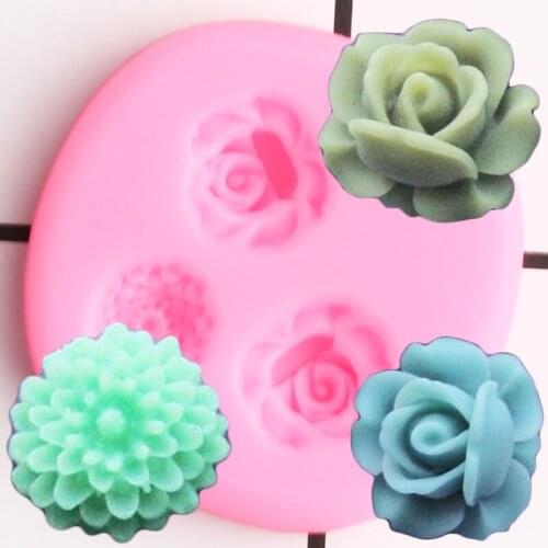 Rose Daisy Silicone Molds Flower Wedding Cupcake Topper Fondant Cake Decorating Tools Candy Clay Chocolate Gumpaste Moulds